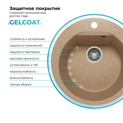 Мойка кухонная POLYGRAN ATOL 520 (песочный №302)
